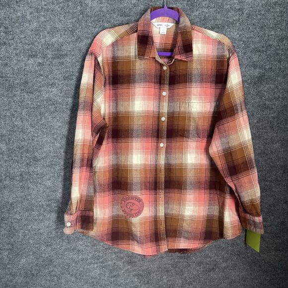 Upcycled Flannel Shirt Shacket Womens Large Boho Vintage Inspired Cottage Retro - Picture 3 of 5